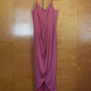 High-low satin dusty rose tulip spaghetti strap dress - Express, 8